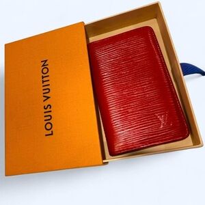 Louis Vuitton Red Epi Leather Card Holder Wallet